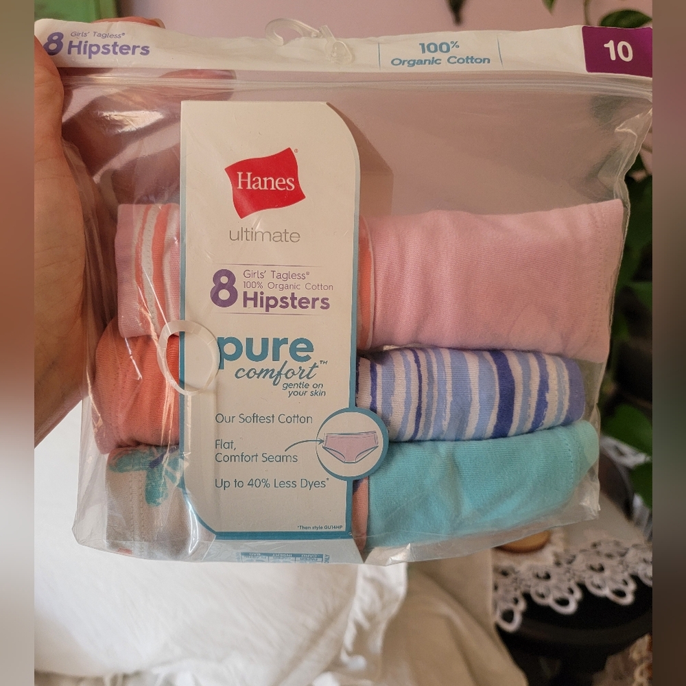 Hanes Girls' Organic Cotton Hipsters Underwear